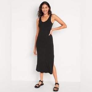 Old Navy Fitted Sleeveless Rib-Knit Midi Dress - Black
